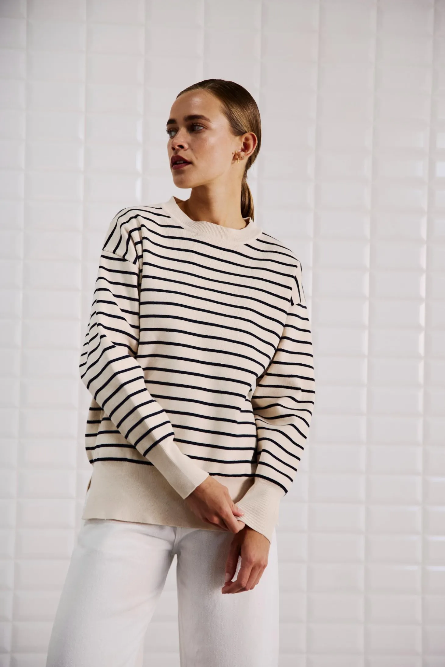 WBLBARBARA LS STRIPED PULLOVER