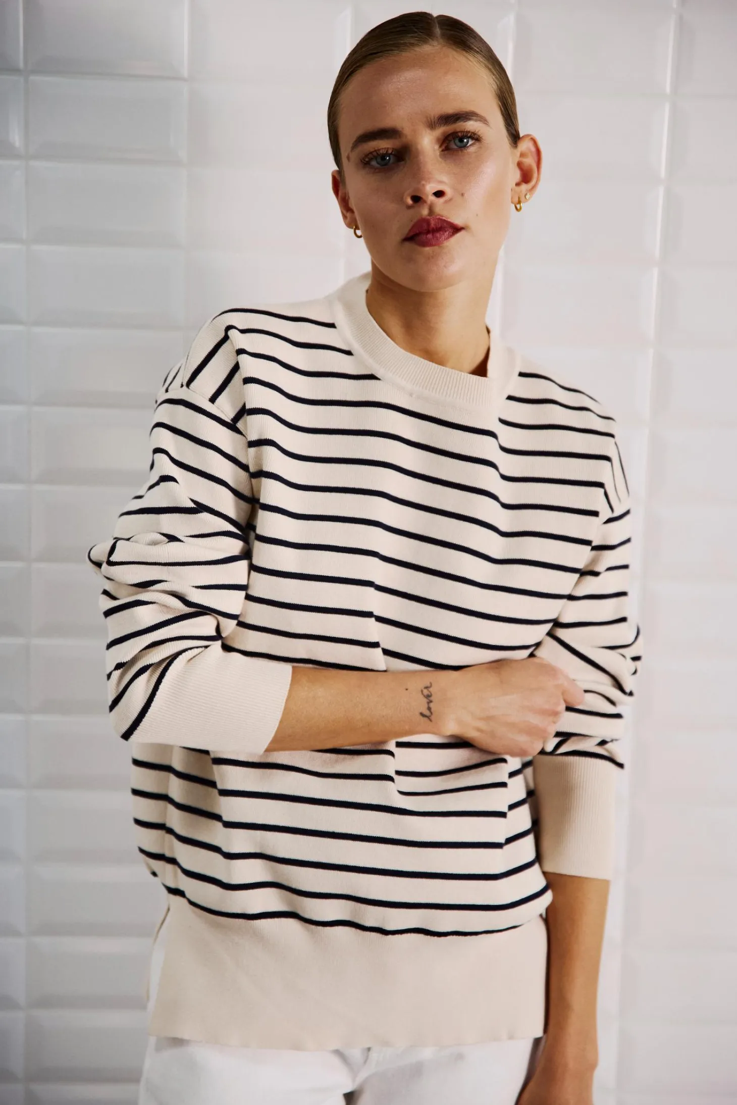 WBLBARBARA LS STRIPED PULLOVER