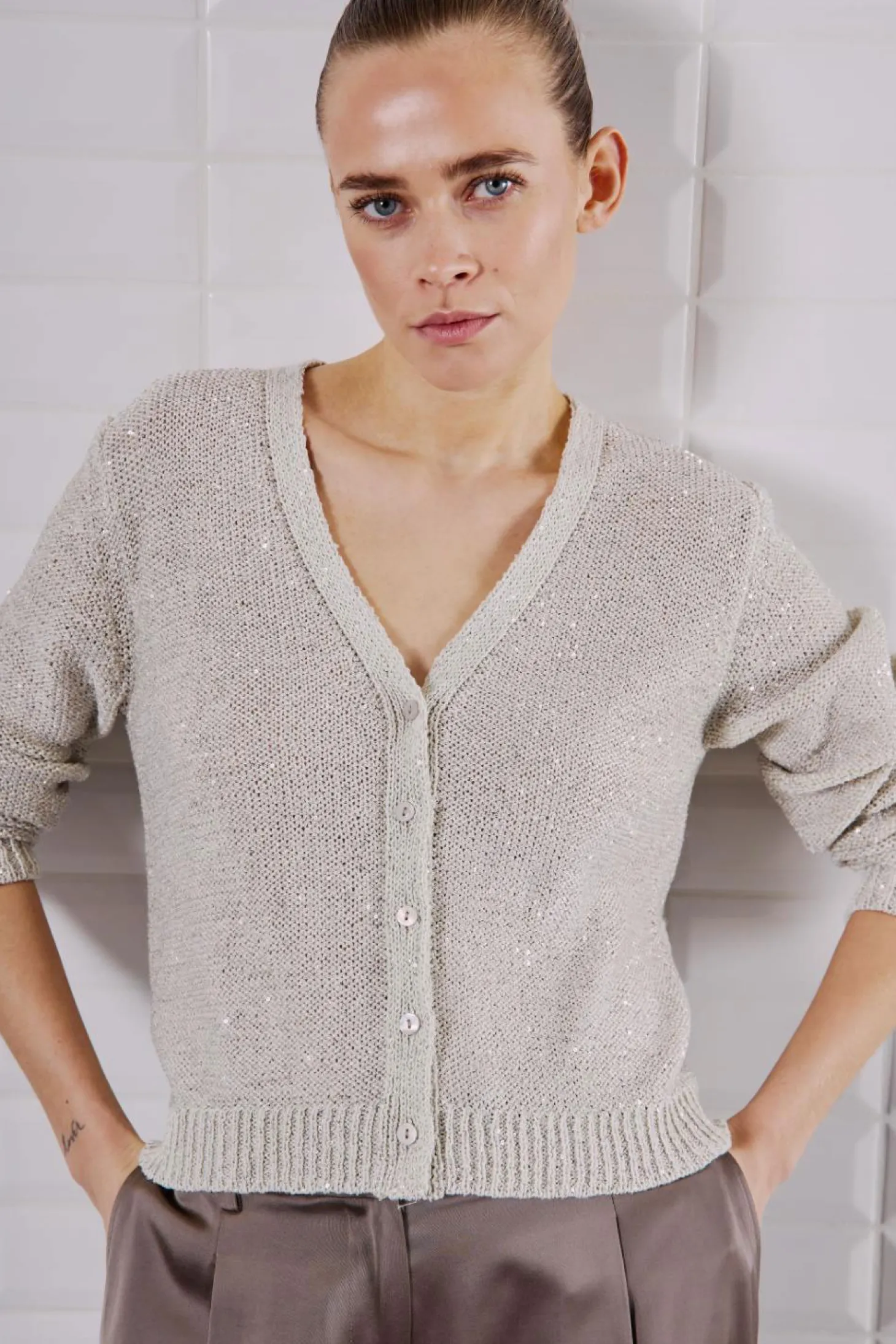 WBLBONNIE LS SEQUIN CARDIGAN