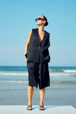 WBLSELMA WIDE LINEN BERMUDA